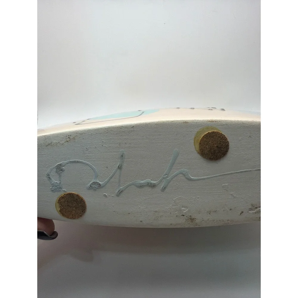 Fab Fifties Mid Century Modern Atomic Ceramic Vase Abstract Peach Teal Signed